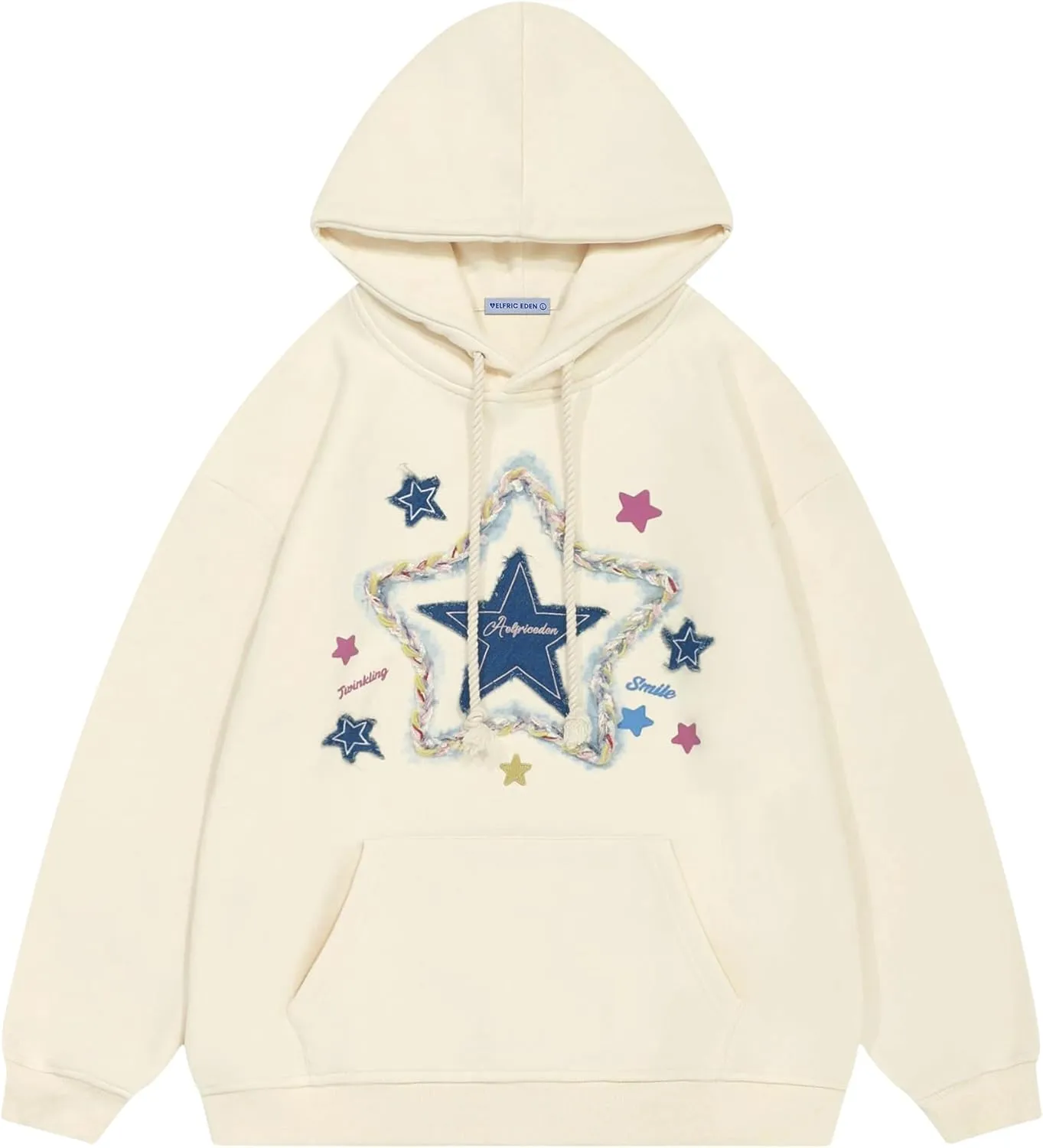 Aelfric Eden Womens Oversized Hoodies Star Graphic Fleece Hooded Streetwear Unisex Sweatshirts Pullover with Pocket