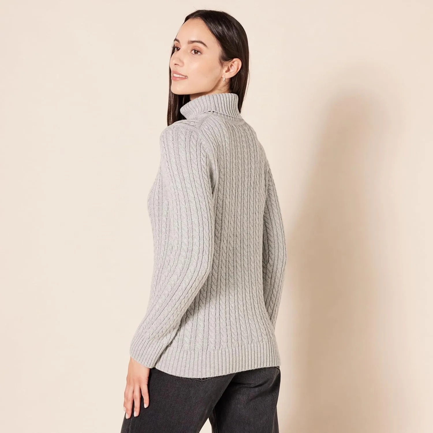 Amazon Essentials Women's Fisherman Cable Turtleneck Sweater (Available in Plus Size)