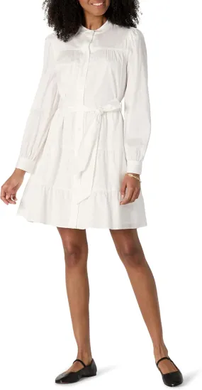 Amazon Essentials Women's Regular-Fit Cotton Sateen Tiered Shirt Dress