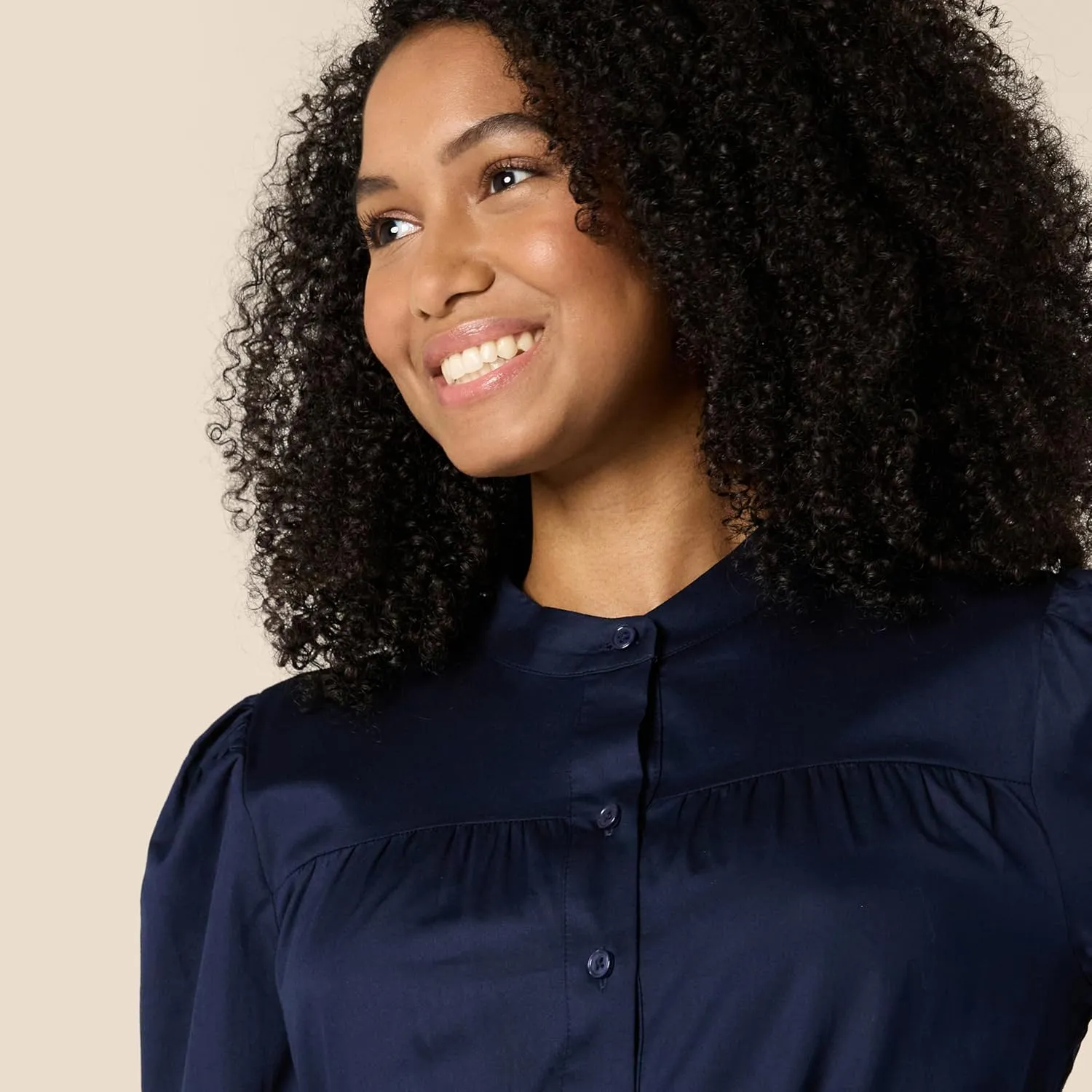 Amazon Essentials Women's Regular-Fit Cotton Sateen Tiered Shirt Dress