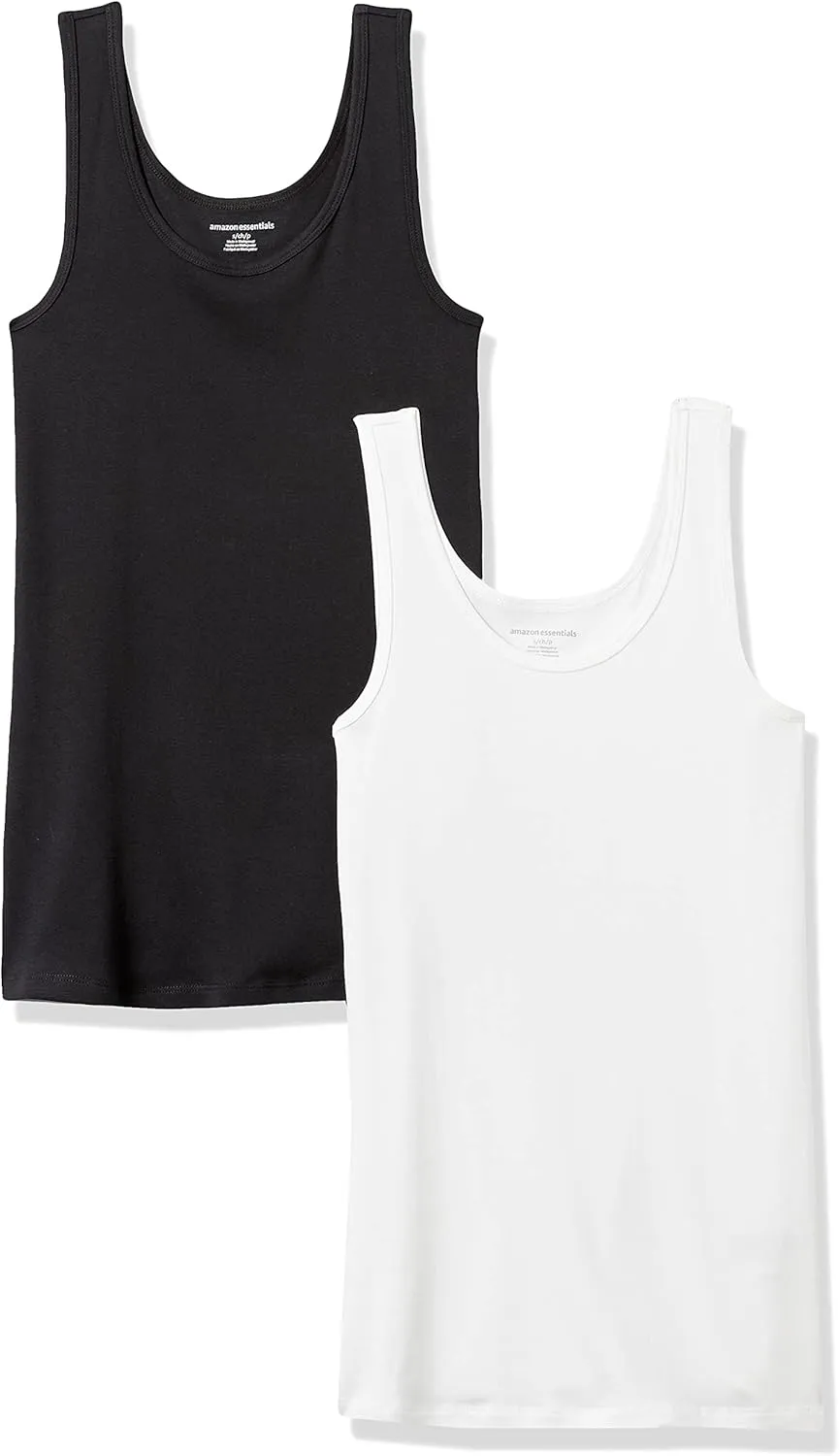Amazon Essentials Women's Slim-Fit Tank Top, Pack of 2