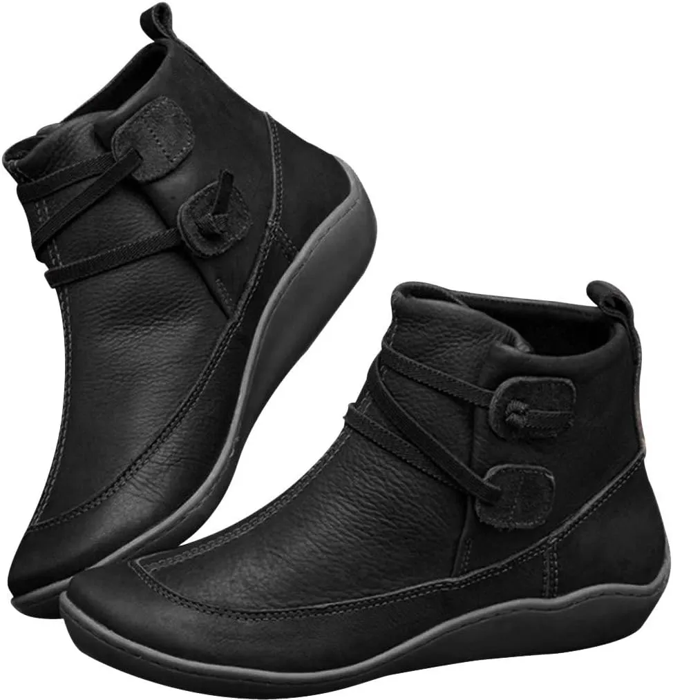 AMDBEL Fall Boots for Women 2023, Womens Booties and Ankle Boots Arch Support Low Heel Fashion Lace Up Zipper Fall Booties