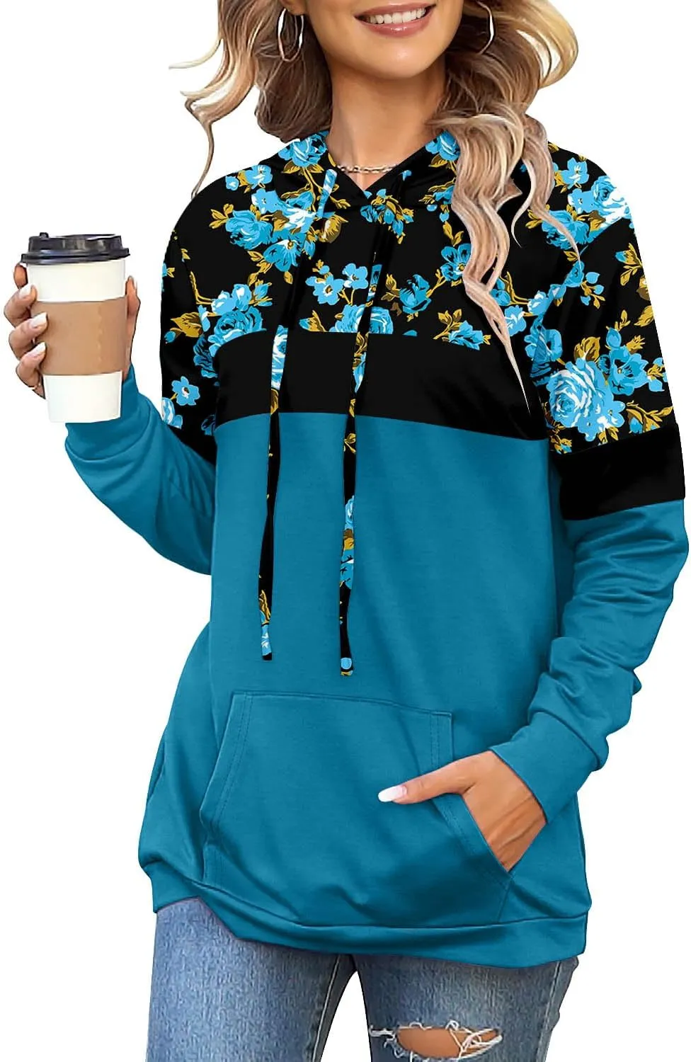 Angerella Hoodies for Women Camo Leopard Print Tops Pullover Hooded Sweatshirt Drawstring with Pocket