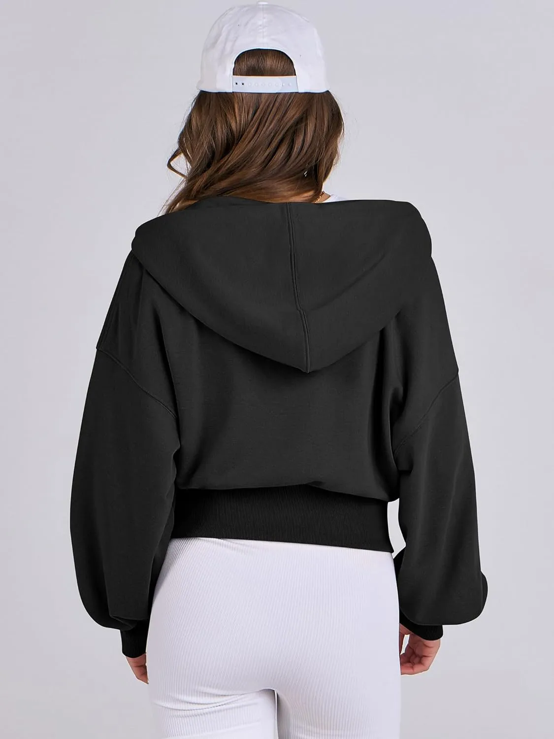 ANRABESS Women's Zip Up Hoodies Cropped Sweatshirts Casual Zip Jackets 2025 Fashion Trendy Fall Outfits