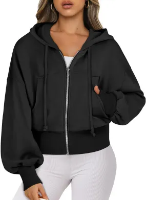 ANRABESS Women's Zip Up Hoodies Cropped Sweatshirts Casual Zip Jackets 2025 Fashion Trendy Fall Outfits