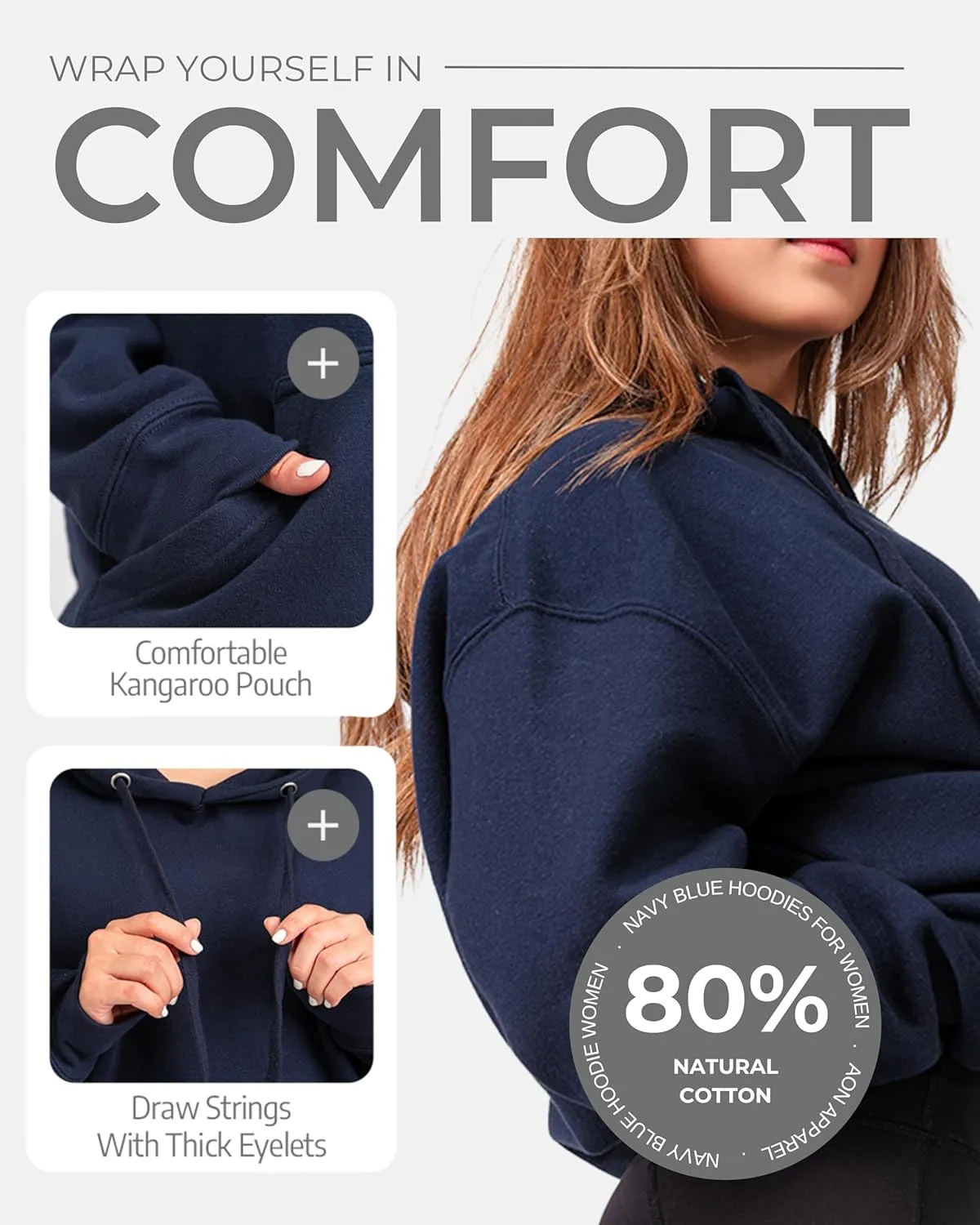 Aon's High Natural Cotton Blend Hoodies For Women: More Breathable & Appealing Modern Fit Sweatshirt Sweaters