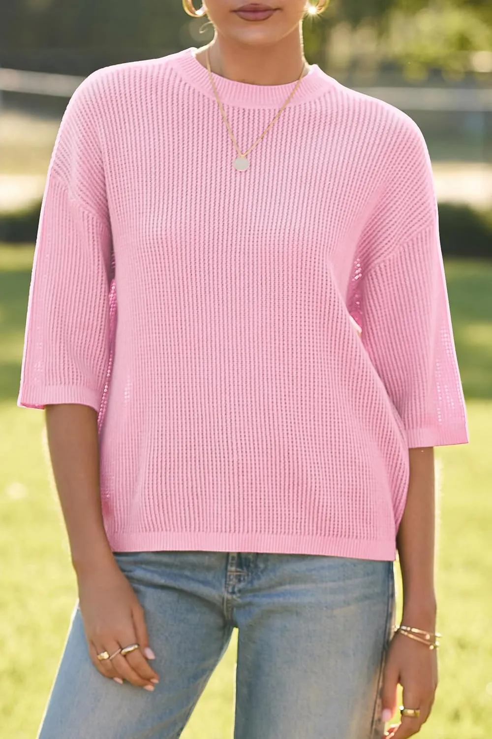 Arach&Cloz Women??s 100% Cotton Summer Casual Relaxed Fit Crochet Tops 2025