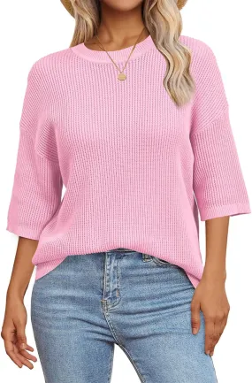 Arach&Cloz Women??s 100% Cotton Summer Casual Relaxed Fit Crochet Tops 2025