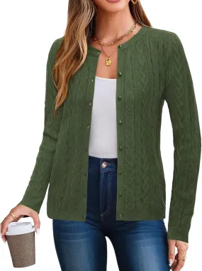 Arach&Cloz Women??s Cable Knit Fall Soft Lightweight Sweater Cardigans 2025