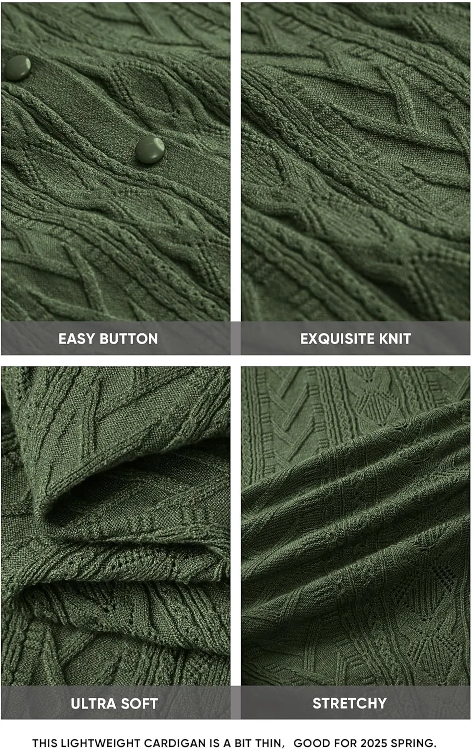 Arach&Cloz Women??s Cable Knit Fall Soft Lightweight Sweater Cardigans 2025