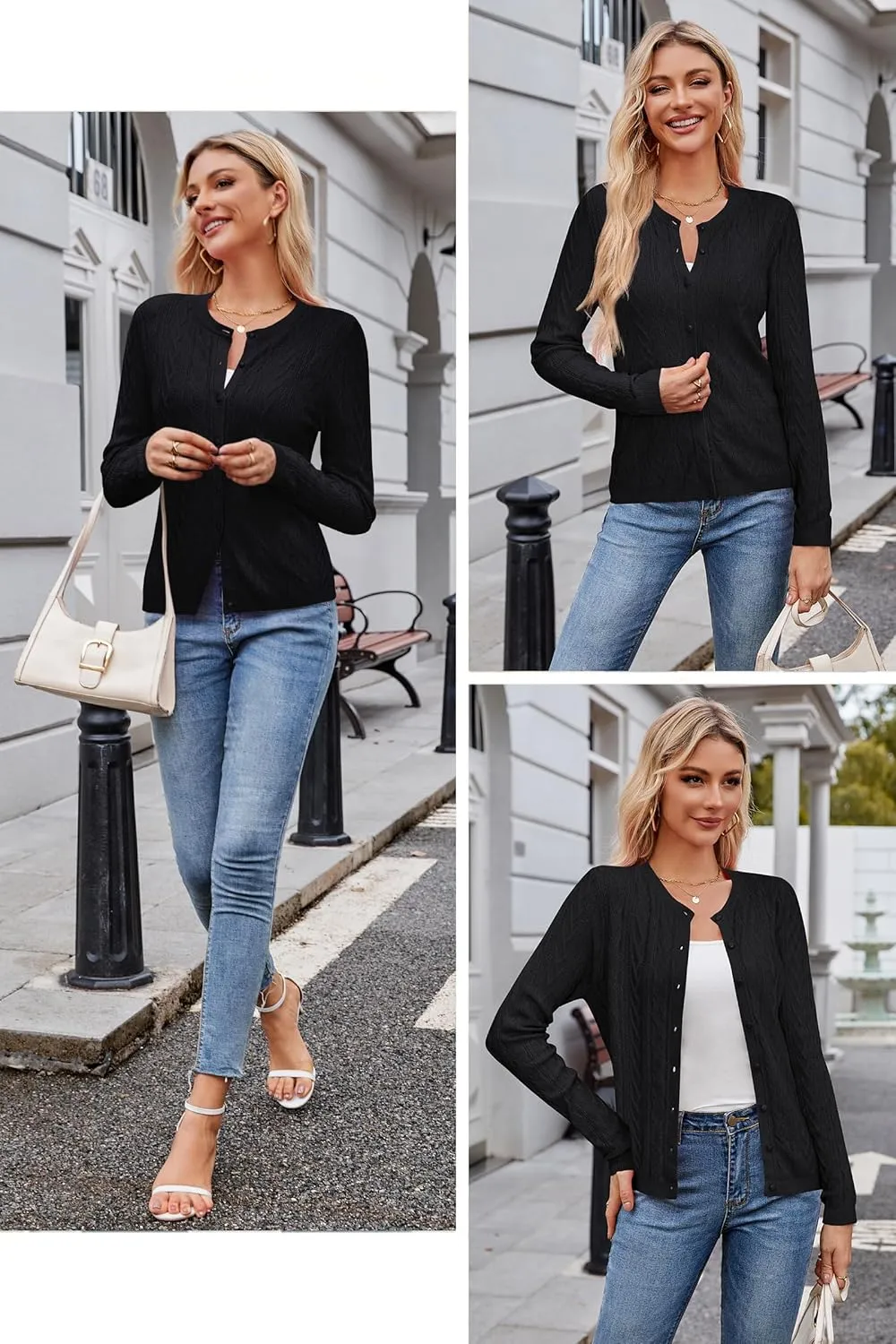 Arach&Cloz Women??s Cable Knit Fall Soft Lightweight Sweater Cardigans 2025