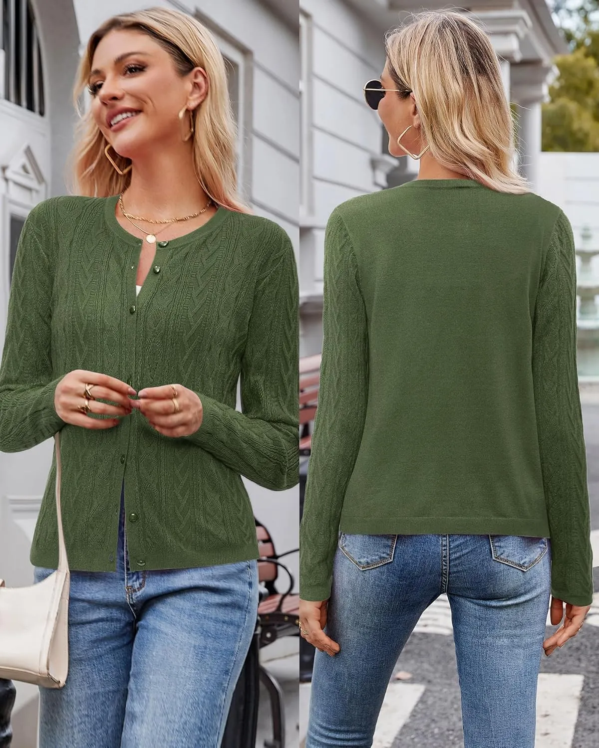 Arach&Cloz Women??s Cable Knit Fall Soft Lightweight Sweater Cardigans 2025