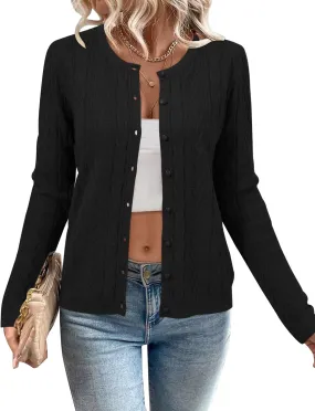 Arach&Cloz Women??s Cable Knit Fall Soft Lightweight Sweater Cardigans 2025