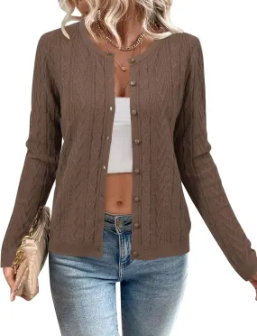Arach&Cloz Women??s Cable Knit Fall Soft Lightweight Sweater Cardigans 2025