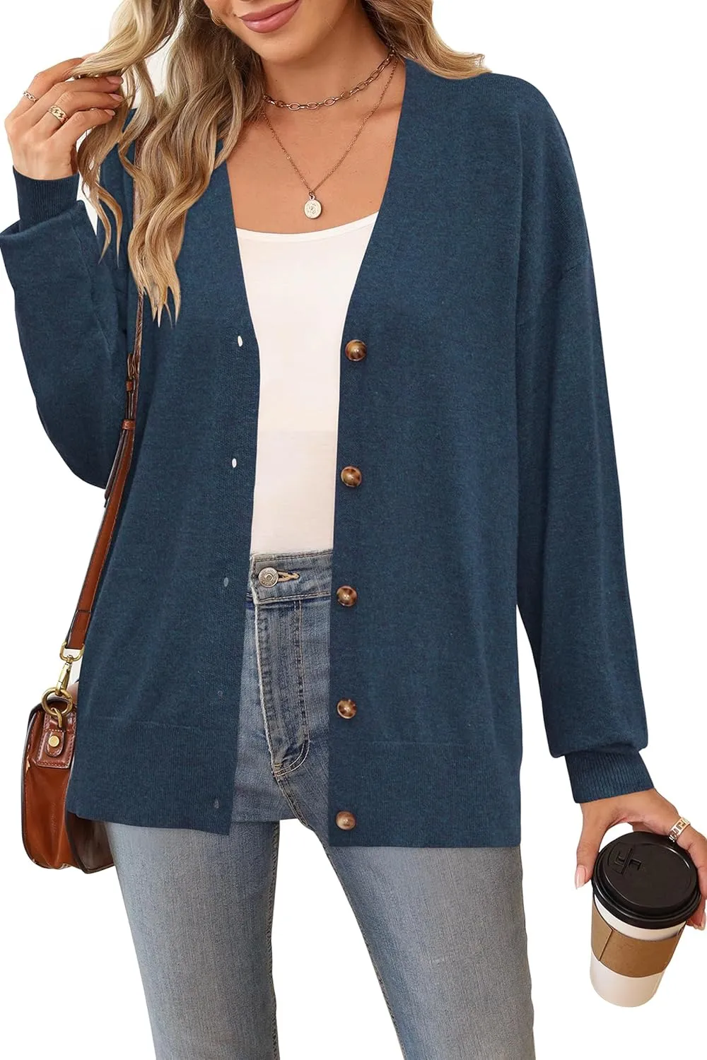 Arach&Cloz Women??s Wool Blend Lightweight Summer Business Casual Cardigan Sweaters