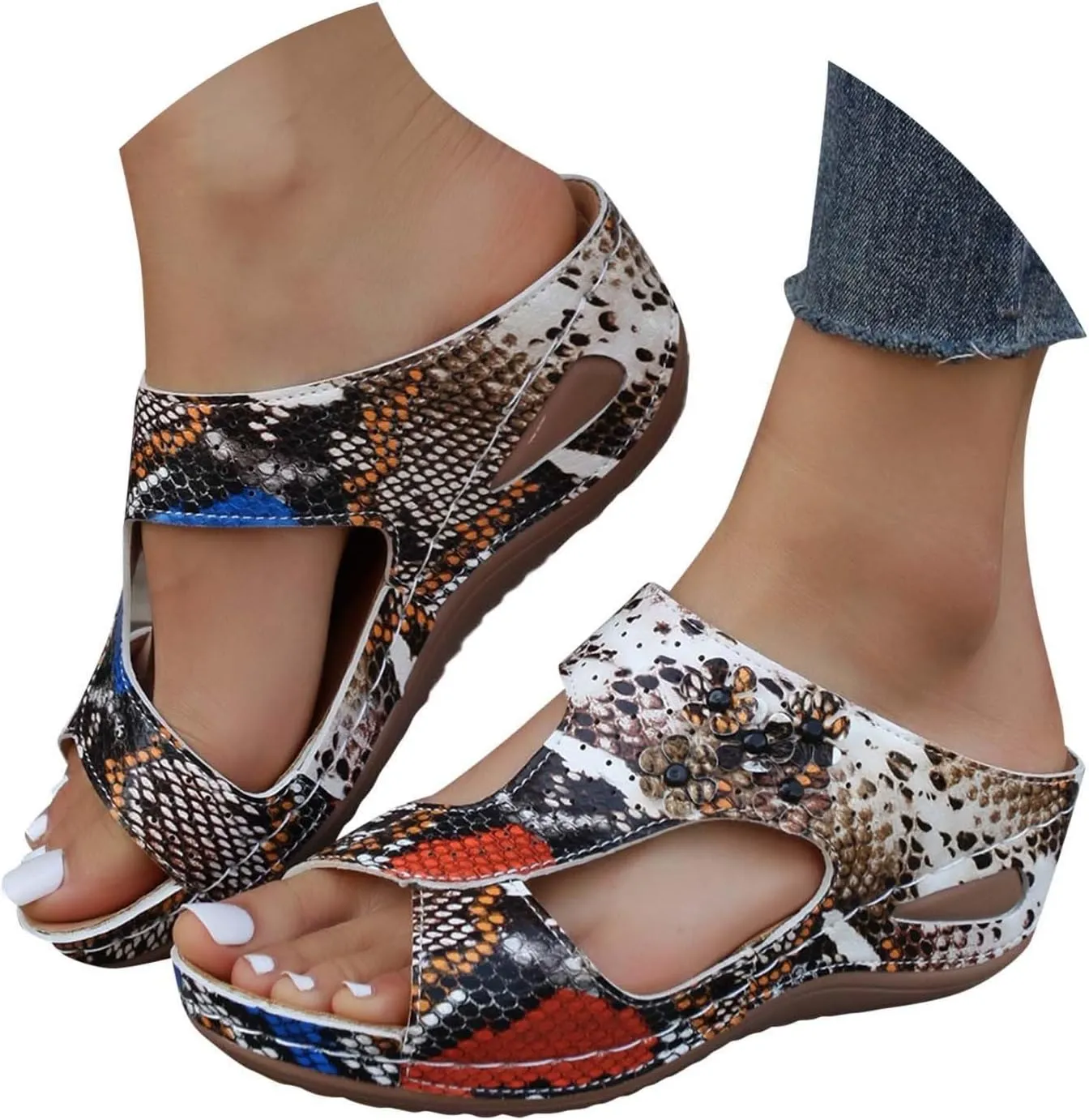 Arch Support Wedge Sandals for Women Womens Low Wedges Platform Sandal Orthopedic Sandals with Arch Support