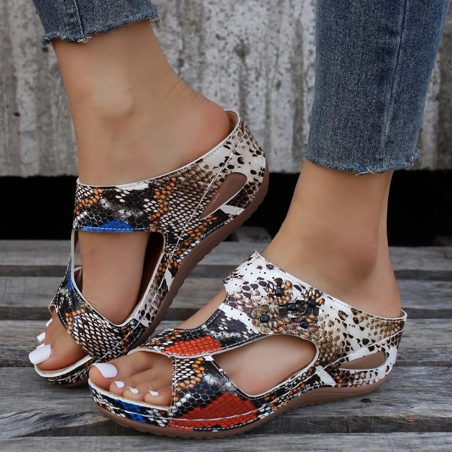 Arch Support Wedge Sandals for Women Womens Low Wedges Platform Sandal Orthopedic Sandals with Arch Support