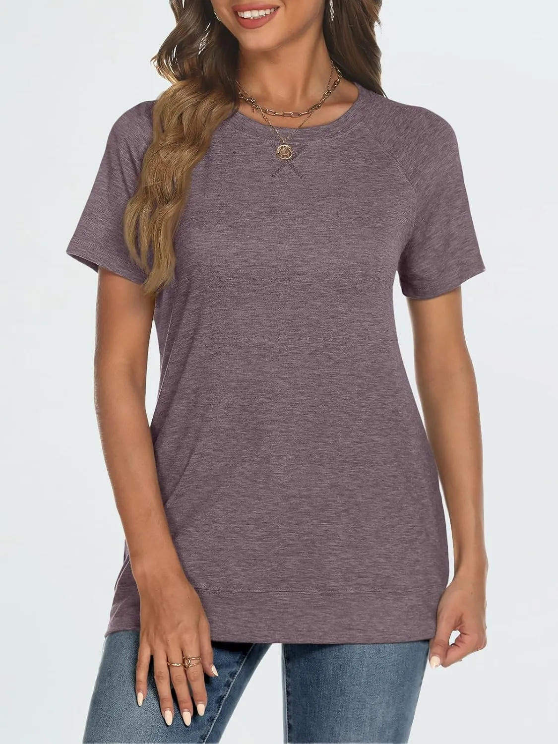 AUTOMET T Shirts Short Sleeve Crewneck Tees for Women Trendy Lightweight Soft Casual Summer Tops Clothes 2025