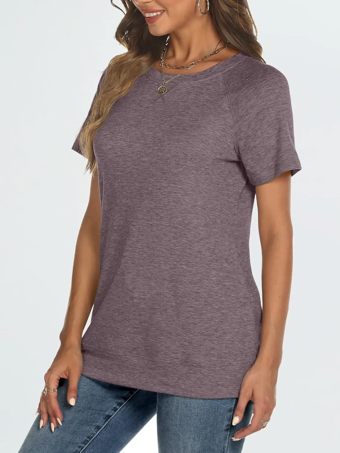 AUTOMET T Shirts Short Sleeve Crewneck Tees for Women Trendy Lightweight Soft Casual Summer Tops Clothes 2025