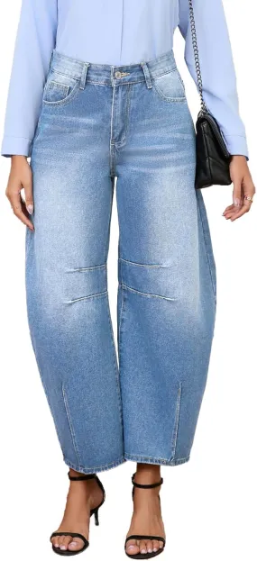 Barrel Jeans for Women Wide Leg Denim Pants Baggy Boyfriend Jeans