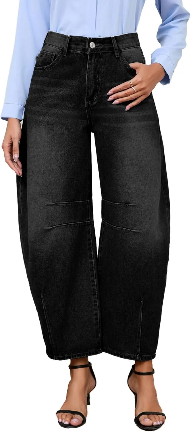 Barrel Jeans for Women Wide Leg Denim Pants Baggy Boyfriend Jeans
