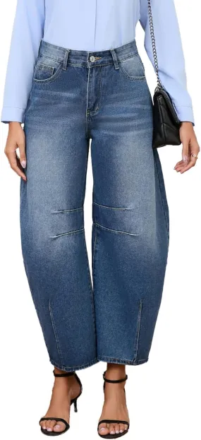 Barrel Jeans for Women Wide Leg Denim Pants Baggy Boyfriend Jeans
