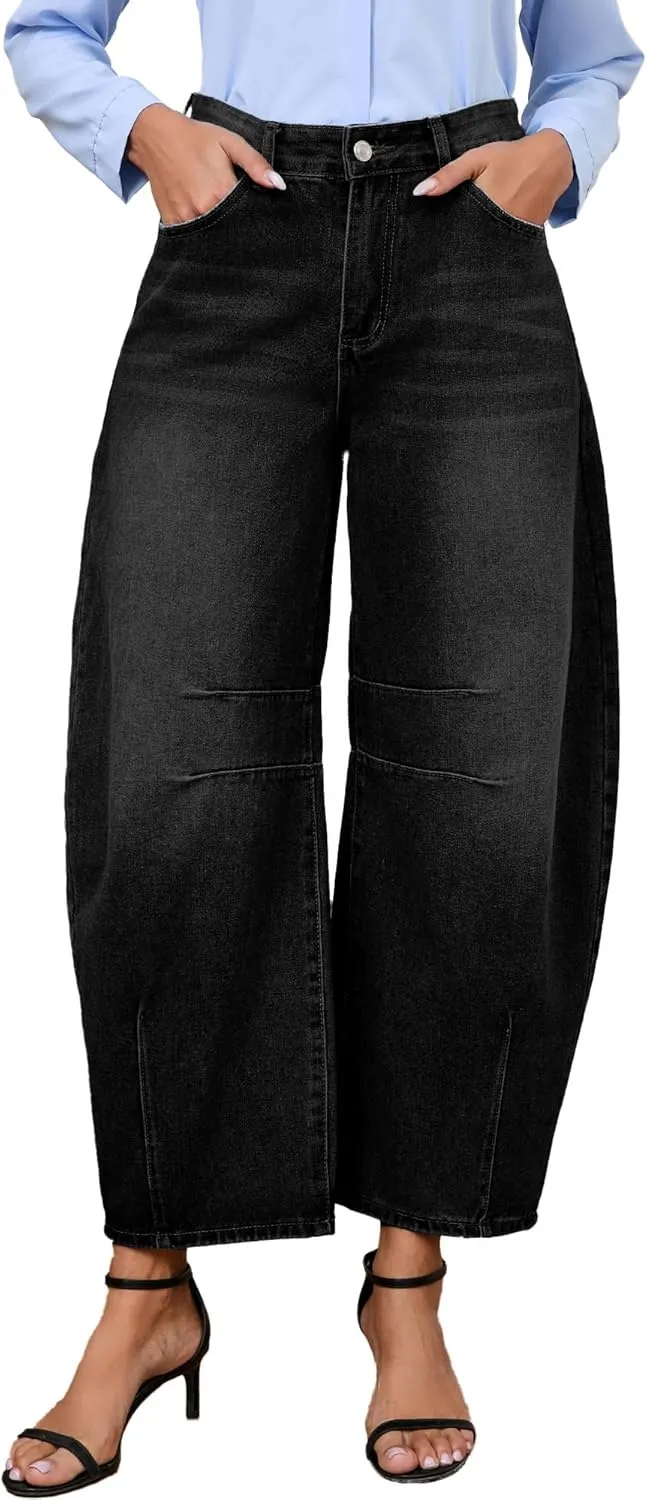 Barrel Jeans for Women Wide Leg Denim Pants Baggy Boyfriend Jeans