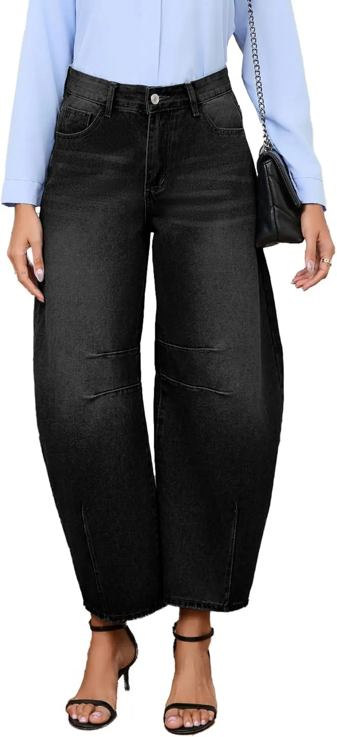 Barrel Jeans for Women Wide Leg Denim Pants Baggy Boyfriend Jeans