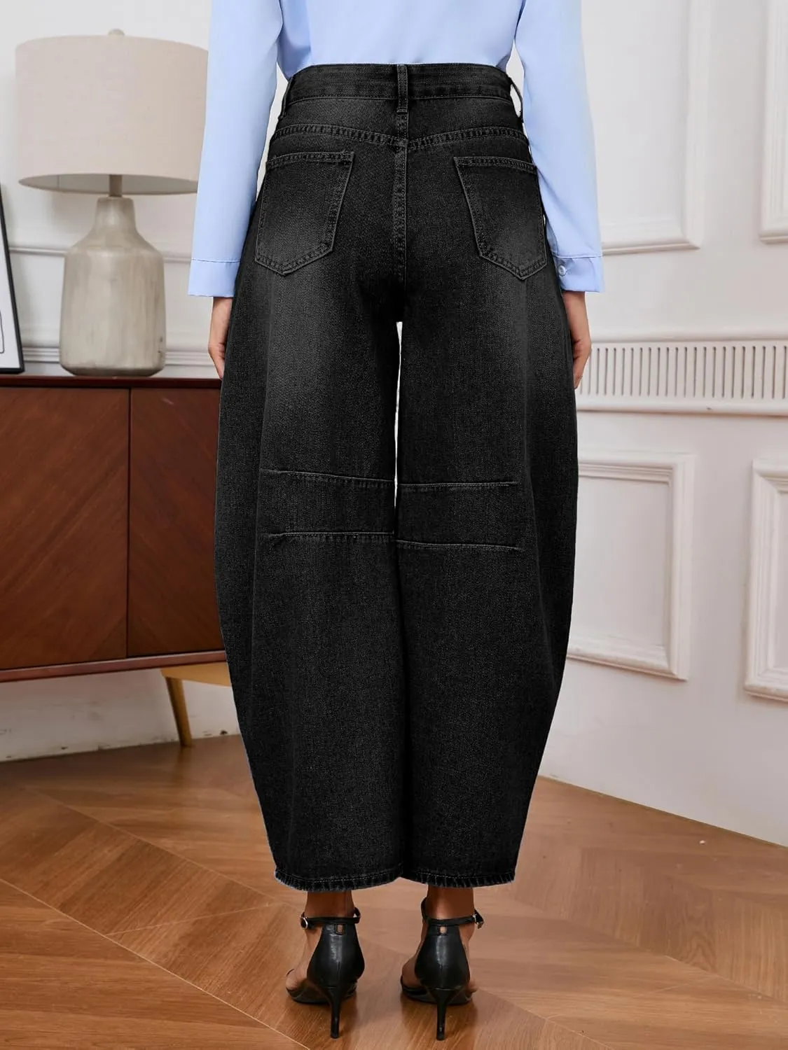 Barrel Jeans for Women Wide Leg Denim Pants Baggy Boyfriend Jeans