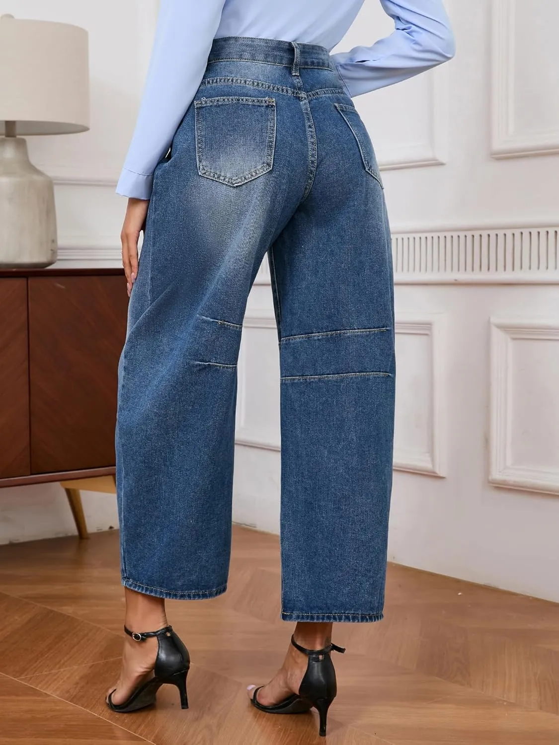 Barrel Jeans for Women Wide Leg Denim Pants Baggy Boyfriend Jeans