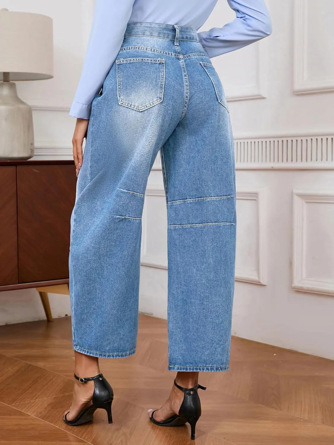 Barrel Jeans for Women Wide Leg Denim Pants Baggy Boyfriend Jeans