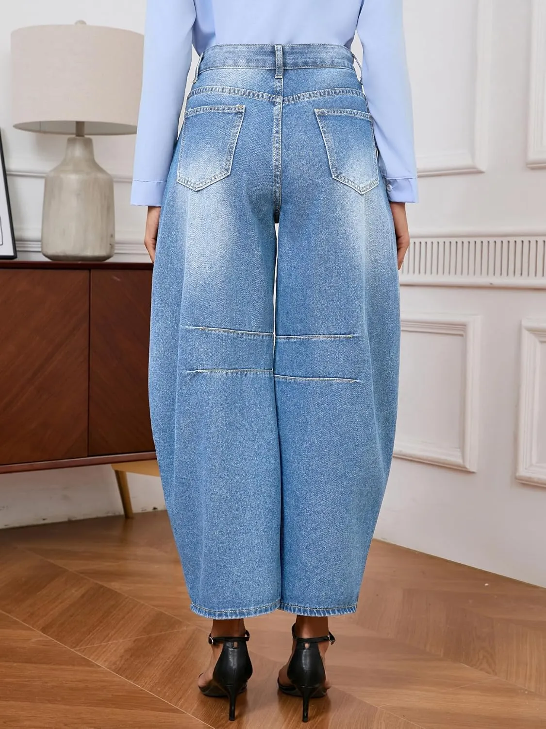 Barrel Jeans for Women Wide Leg Denim Pants Baggy Boyfriend Jeans