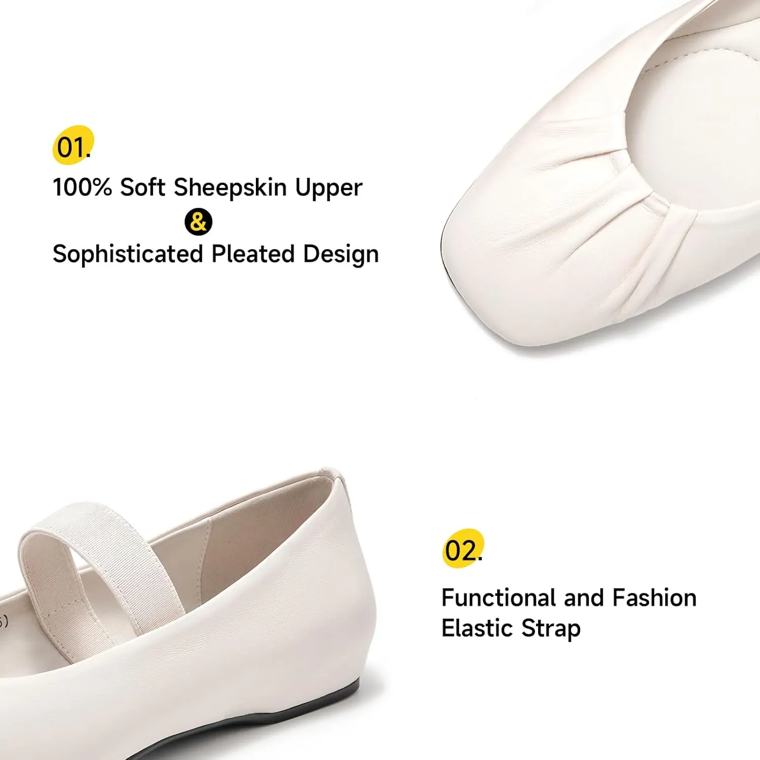 BEAU TODAY Womens Mary Janes,Mary Jane Leather Ballet Flats for Women,Comfortable Square Toe Mary Jane Flats for Women Work Wedding Vacation
