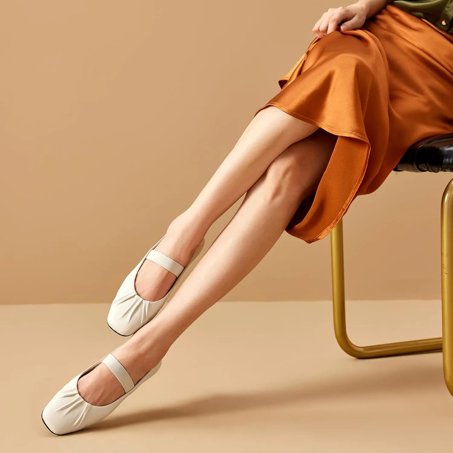 BEAU TODAY Womens Mary Janes,Mary Jane Leather Ballet Flats for Women,Comfortable Square Toe Mary Jane Flats for Women Work Wedding Vacation