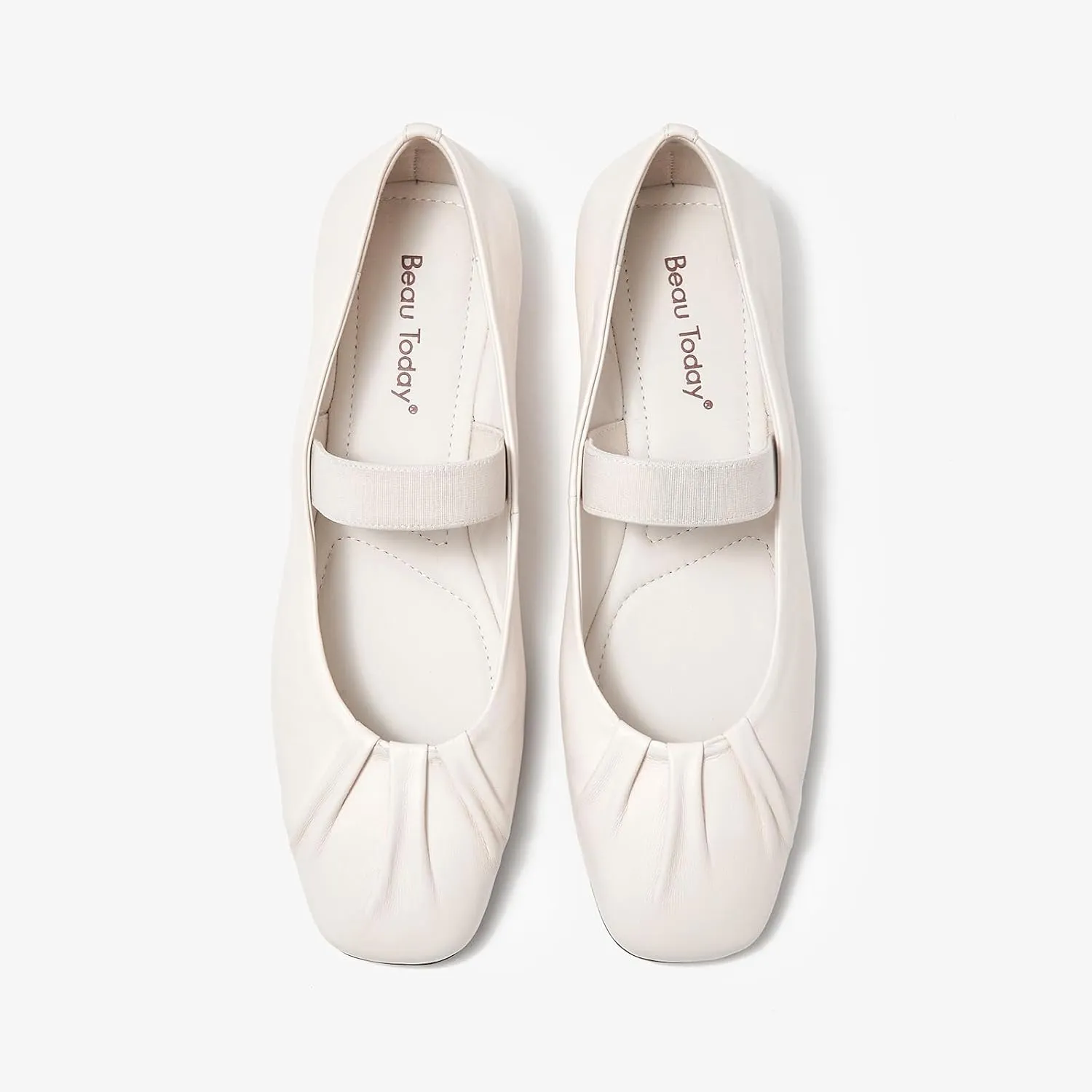BEAU TODAY Womens Mary Janes,Mary Jane Leather Ballet Flats for Women,Comfortable Square Toe Mary Jane Flats for Women Work Wedding Vacation