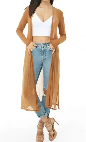 BelleLovin Womens Sexy Sheer Long Sleeve Cardigan See Through Mesh Cover Up