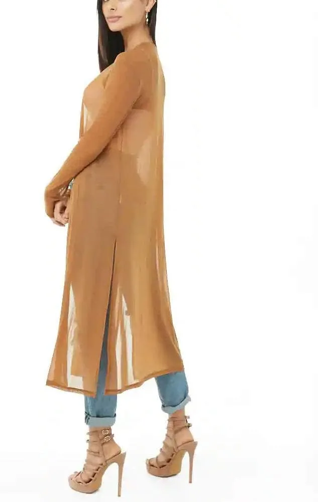 BelleLovin Womens Sexy Sheer Long Sleeve Cardigan See Through Mesh Cover Up