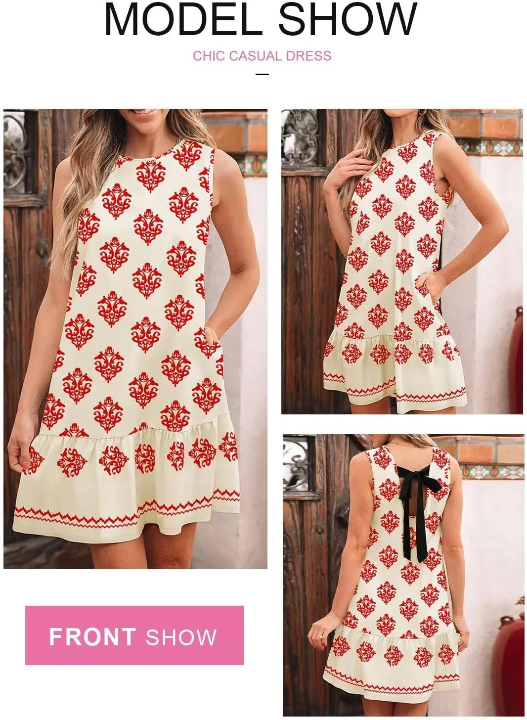 BLENCOT Womens Floral Dress Sleeveless Ruffle Mini Summer Casual Dresses