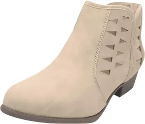 Cathalem Booties for Women 2024 Womens Perforated Cut Out Stacked Block Heel Ankle Booties Womens Boots Fall 2024