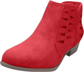 Cathalem Booties for Women 2024 Womens Perforated Cut Out Stacked Block Heel Ankle Booties Womens Boots Fall 2024