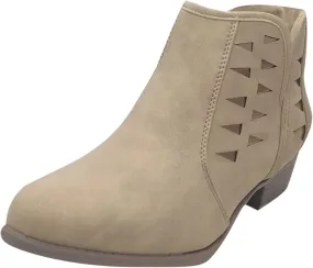 Cathalem Womens Ankle Boots, Ankle Booties for Women,Womens Perforated Cut Out Stacked Block Heel Ankle Booties