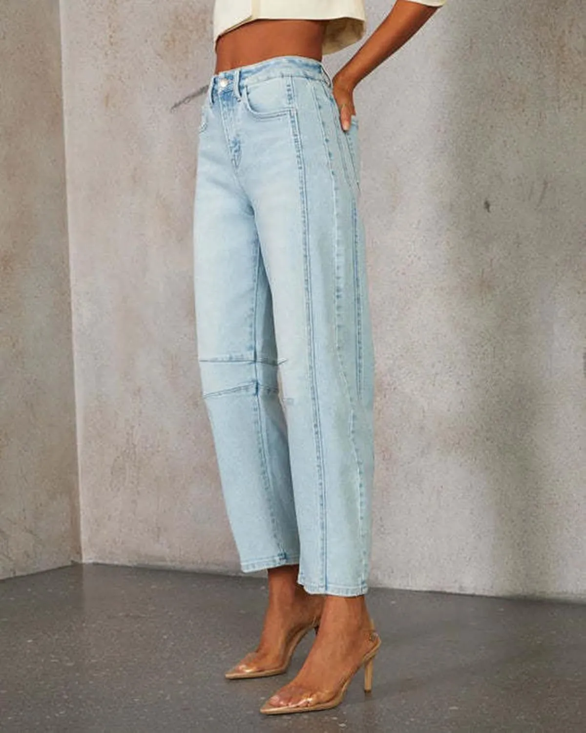 cffvdiz Women's Casual Baggy Mid Rise Barrel Jeans Boyfriend Ankle Denim Pants