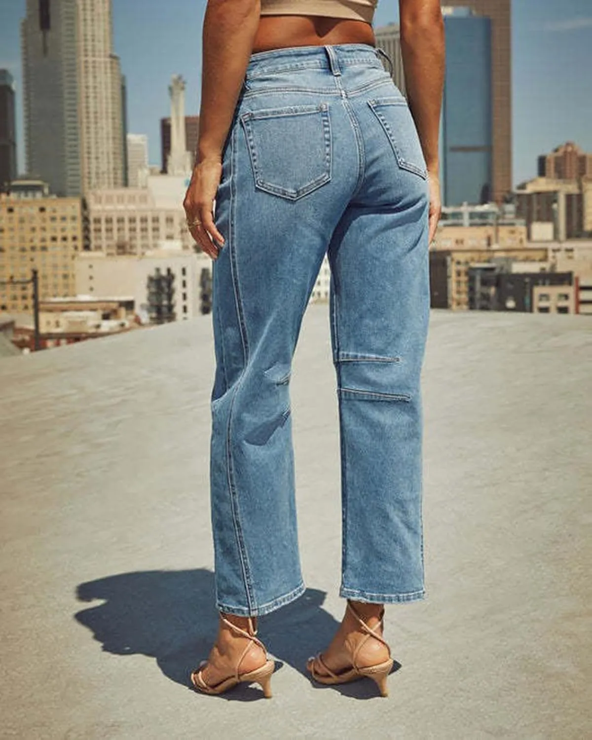 cffvdiz Women's Casual Baggy Mid Rise Barrel Jeans Boyfriend Ankle Denim Pants
