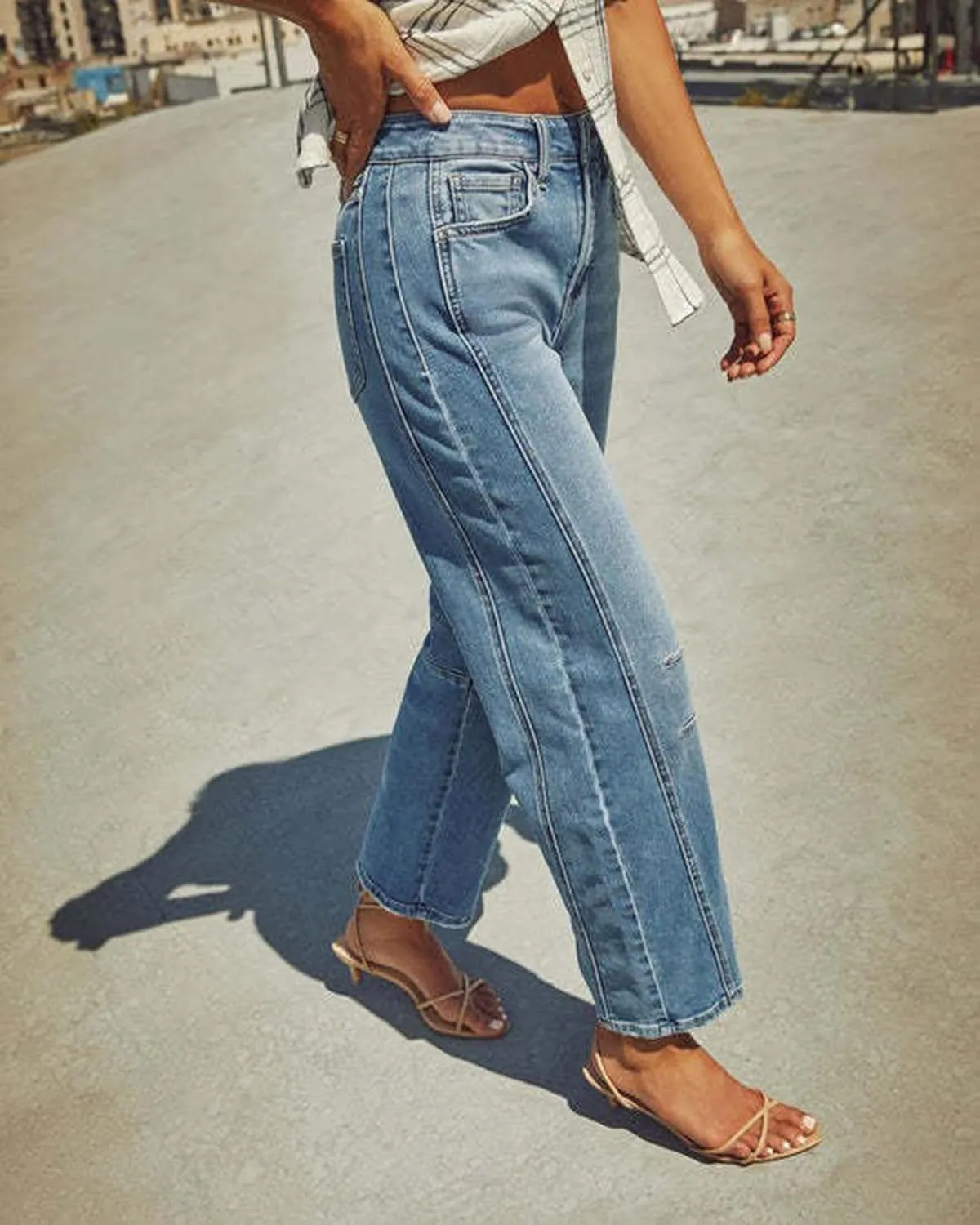 cffvdiz Women's Casual Baggy Mid Rise Barrel Jeans Boyfriend Ankle Denim Pants