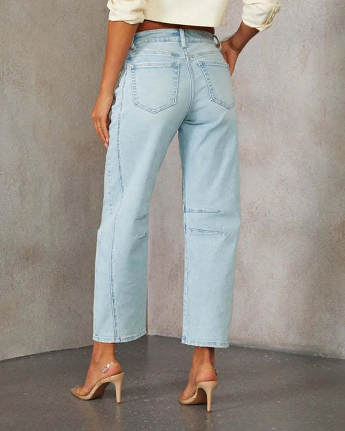 cffvdiz Women's Casual Baggy Mid Rise Barrel Jeans Boyfriend Ankle Denim Pants