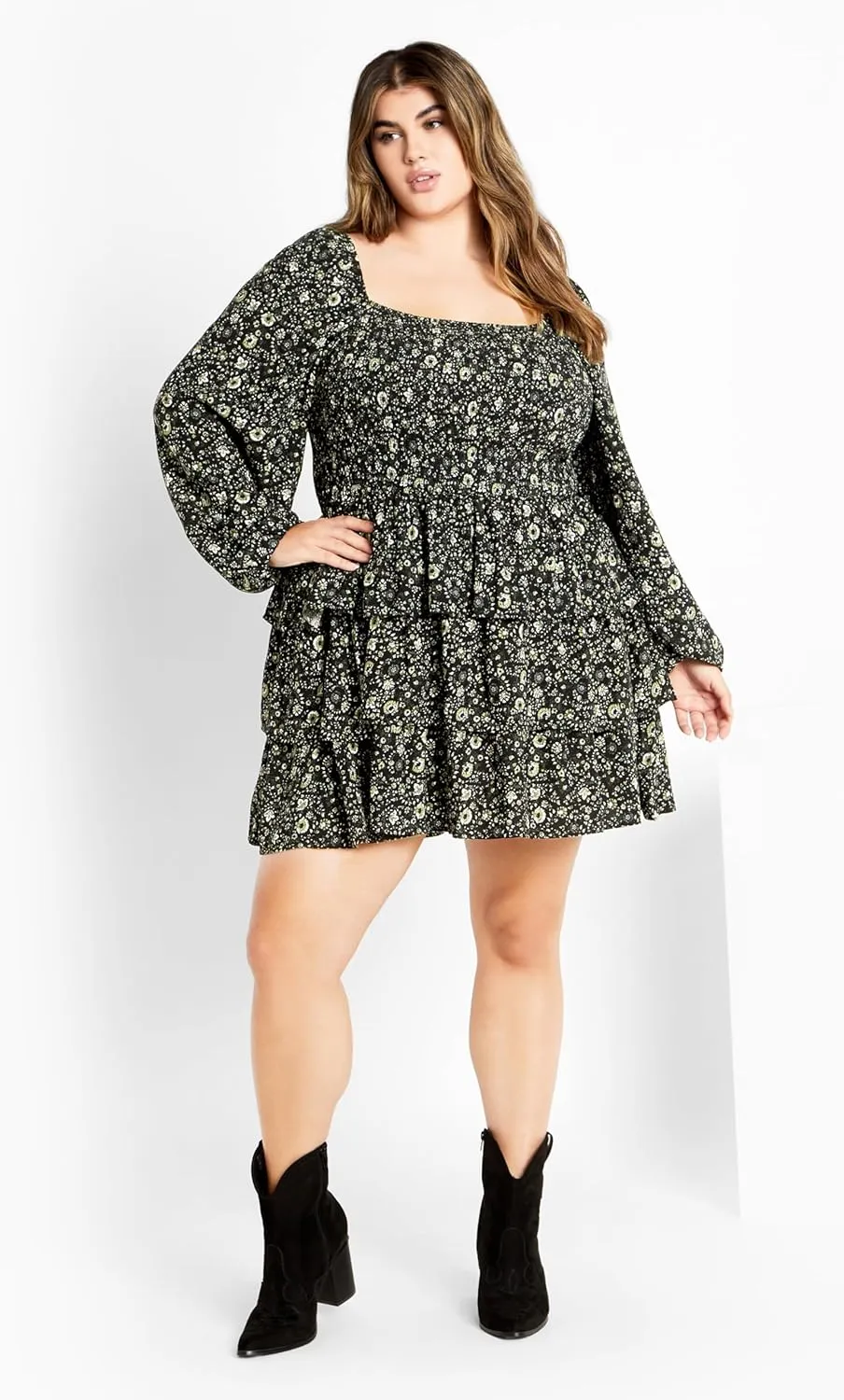 City Chic Plus Size Dress, Dahlia Mini Print Dress