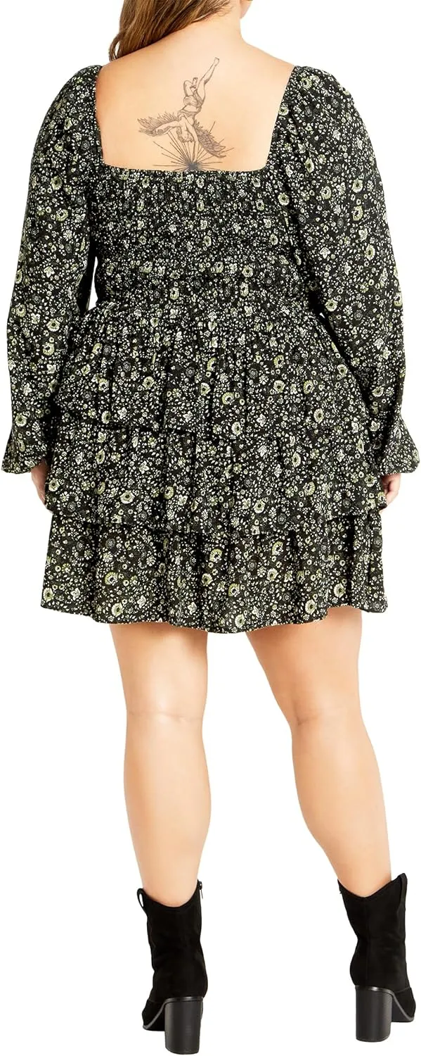 City Chic Plus Size Dress, Dahlia Mini Print Dress