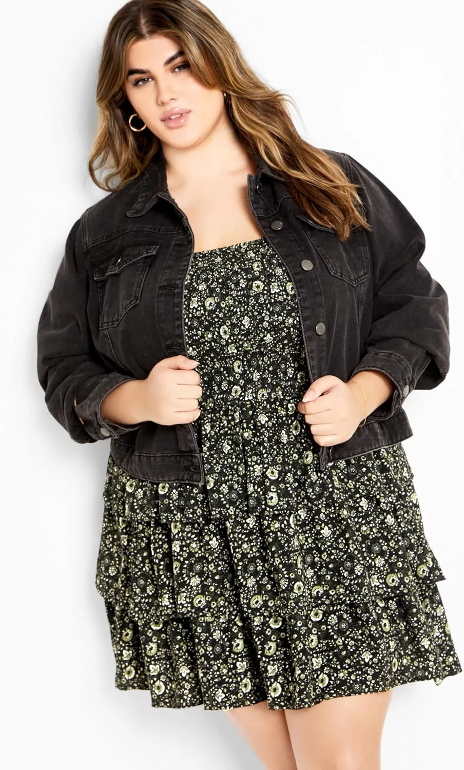 City Chic Plus Size Dress, Dahlia Mini Print Dress