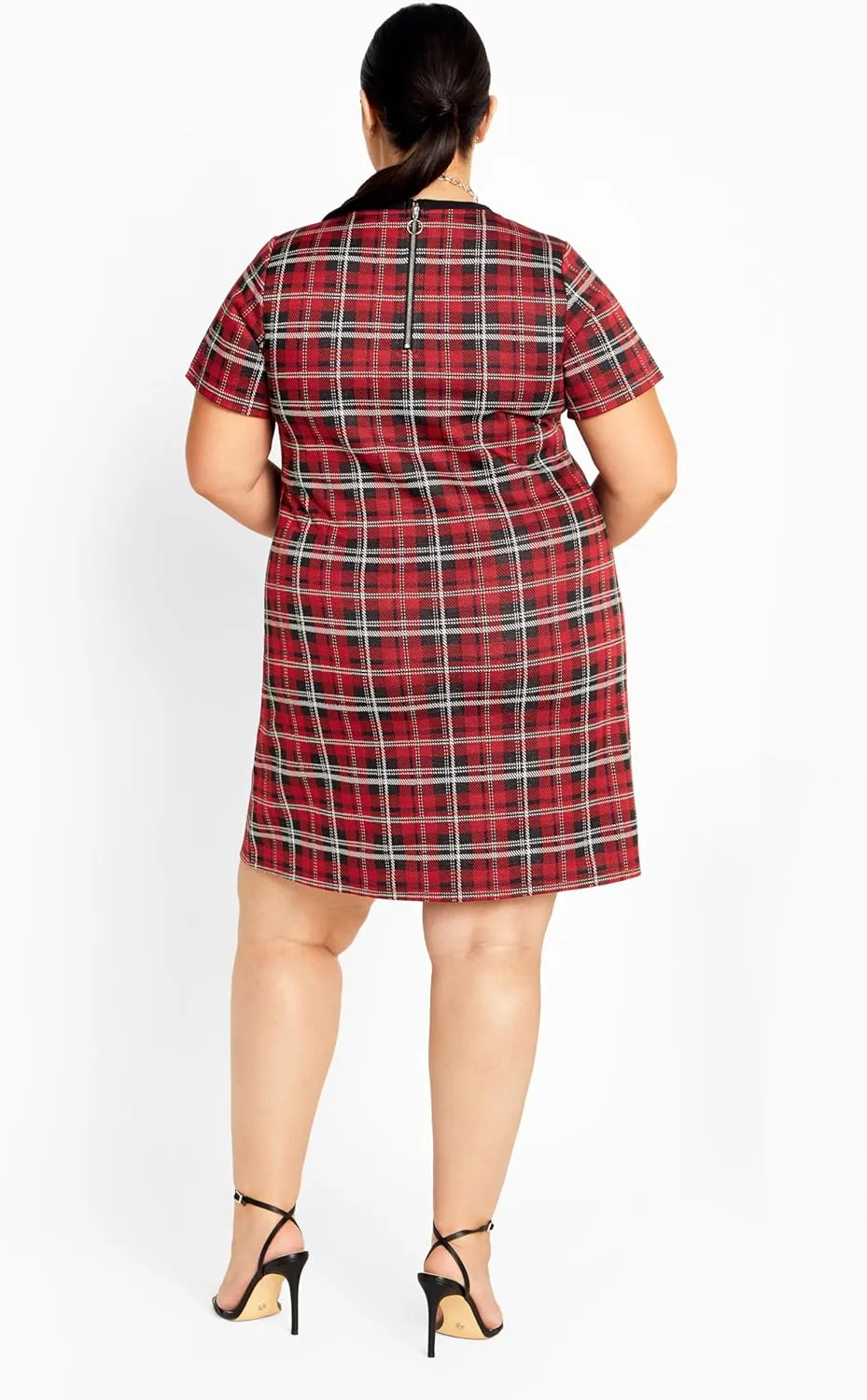 City Chic Women's Check Love Shift Silhouette Mini Dress