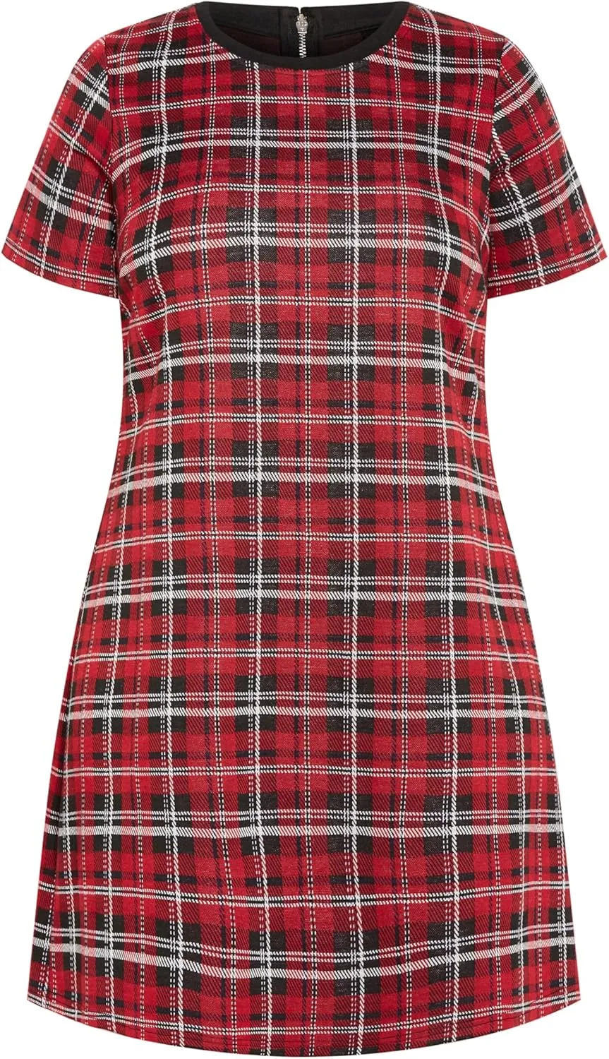 City Chic Women's Check Love Shift Silhouette Mini Dress